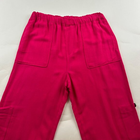 Love Tree Hot Pink Linen Blend Cargo Harem Pant M - Picture 2 of 6